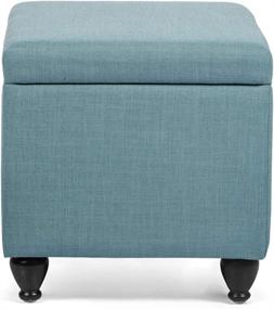 img 1 attached to 💙 Furnistar Modern Design Fabric Rectangular Storage Ottoman Foot Rest Stool, Blue - Stylish and Functional Furniture Solution