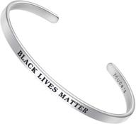 🖤 mucers black lives matter inspirational mantra bangle: adjustable cuff engraved bracelet for women - personalized & inspiring gift for women, moms, best friends, girls logo