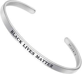 img 4 attached to 🖤 Mucers Black Lives Matter Inspirational Mantra Bangle: Adjustable Cuff Engraved Bracelet for Women - Personalized & Inspiring Gift for Women, Moms, Best Friends, Girls