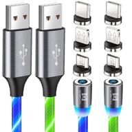 🔌 type-c micro magnetic charger cable - flowing led 3 in 1 cable, illuminated charging cord for cell phone, bluetooth headset, speaker, mouse, razor, mp3 player, android tablet pc logo