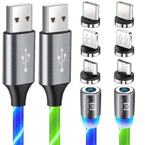 img 4 attached to 🔌 Type-C Micro Magnetic Charger Cable - Flowing LED 3 in 1 Cable, Illuminated Charging Cord for Cell Phone, Bluetooth Headset, Speaker, Mouse, Razor, MP3 Player, Android Tablet PC