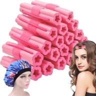 🌙 no heat sleep hair curlers: 20 pcs foam sponge rollers with cap - easy overnight hair styling for long & short hair logo