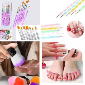img 2 attached to 💅 16-Piece Acrylic Nail Brush and Gel Nail Art Brushes Set | Double Ended Dotting Pen | Finger Toe Separators | Nail Dust Remover Brush Powder | Nail File | Free Storage Box (Purple)
