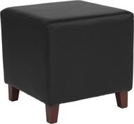 🛋️ black leathersoft upholstered ottoman pouf by flash furniture - ascalon edition logo