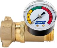 camco brass water pressure regulator with gauge - safeguard rv plumbing & hoses from high-pressure city water - easy-to-read gauge, lead free (40064) logo