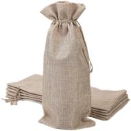 🍷 texplus 6-pack reusable red wine/champagne bottle burlap covers with drawstring, beige burlap bags - 6.3"wx14.2"l logo