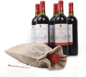 img 2 attached to 🍷 TEXPLUS 6-Pack Reusable Red Wine/Champagne Bottle Burlap Covers with Drawstring, Beige Burlap Bags - 6.3"Wx14.2"L