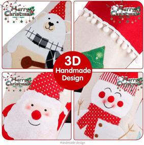 img 1 attached to 🧦 DGD Christmas Stockings, Pack of 4 Large Xmas Stockings, 3D Plush Socks Gift Bags for Children Decoration Home Ornament Holiday Party Supplies, Rustic Burlap Style featuring Santa, Snowman, Christmas Tree, and Bears