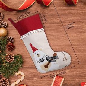 img 2 attached to 🧦 DGD Christmas Stockings, Pack of 4 Large Xmas Stockings, 3D Plush Socks Gift Bags for Children Decoration Home Ornament Holiday Party Supplies, Rustic Burlap Style featuring Santa, Snowman, Christmas Tree, and Bears