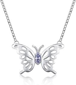 img 4 attached to 🦋 Eusense Sterling Birthstone Necklaces for Girls: Butterfly Jewelry