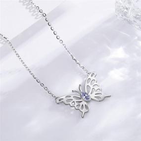 img 3 attached to 🦋 Eusense Sterling Birthstone Necklaces for Girls: Butterfly Jewelry