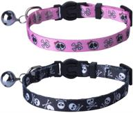 pupteck 2 pack adjustable cat collar with 🐱 breakaway mechanism and bell charm for improved visibility and safety logo