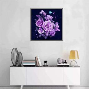 img 2 attached to 🌹 MXJSUA DIY 5D Diamond Painting by Number Kits - Full Drill Rhinestone Pictures - Arts Craft Home Wall Decor - Purple Flash Rose - 12x12 inch