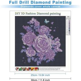 img 3 attached to 🌹 MXJSUA DIY 5D Diamond Painting by Number Kits - Full Drill Rhinestone Pictures - Arts Craft Home Wall Decor - Purple Flash Rose - 12x12 inch