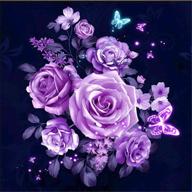 🌹 mxjsua diy 5d diamond painting by number kits - full drill rhinestone pictures - arts craft home wall decor - purple flash rose - 12x12 inch logo