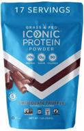 iconic chocolate truffle protein powder – sugar-free & low carb, lactose-free & gluten-free, non-gmo – contains 20g grass-fed whey & casein protein – keto-friendly, 1 lb. pouch (17 servings) logo