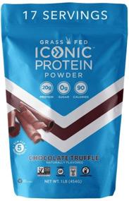 img 4 attached to Iconic Chocolate Truffle Protein Powder – Sugar-Free & Low Carb, Lactose-Free & Gluten-Free, Non-GMO – Contains 20g Grass-Fed Whey & Casein Protein – Keto-Friendly, 1 lb. Pouch (17 Servings)