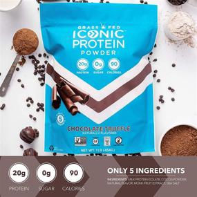 img 2 attached to Iconic Chocolate Truffle Protein Powder – Sugar-Free & Low Carb, Lactose-Free & Gluten-Free, Non-GMO – Contains 20g Grass-Fed Whey & Casein Protein – Keto-Friendly, 1 lb. Pouch (17 Servings)