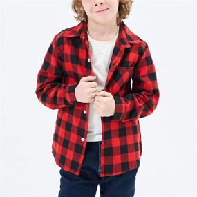 img 2 attached to Yinggeli Boys Girls Plaid Flannel Dress Shirts 👕 - Long Sleeve Button Down - Sizes 2T to 8T