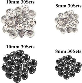 img 3 attached to 🧷 Kenkio 120 Sets Sew-on Snap Buttons Metal Snaps Fasteners Press Studs Buttons, 8 mm and 10 mm, Black and Silver – Enhanced SEO