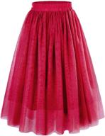 👗 high waisted pleated midi tulle skirt for women by persun logo