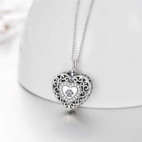 img 2 attached to PEIMKO Heart Urn Necklace for Pet Ashes - 925 💔 Sterling Silver, Engraved Pawprint, Always in My Heart, Personalized Cremation Keepsake