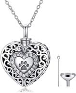 peimko heart urn necklace for pet ashes - 925 💔 sterling silver, engraved pawprint, always in my heart, personalized cremation keepsake logo