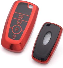 img 2 attached to 🔑 Royalfox(TM) 3 4 5 Buttons TPU Full Protected Smart Keyless Entry Remote Key Fob Case Cover for Ford Mustang Explorer Edge Fusion Mondeo F150 F250 F350 F450 F550 (Red) - 2017-2020 Models