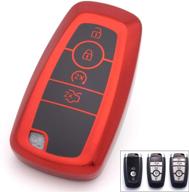 🔑 royalfox(tm) 3 4 5 buttons tpu full protected smart keyless entry remote key fob case cover for ford mustang explorer edge fusion mondeo f150 f250 f350 f450 f550 (red) - 2017-2020 models logo