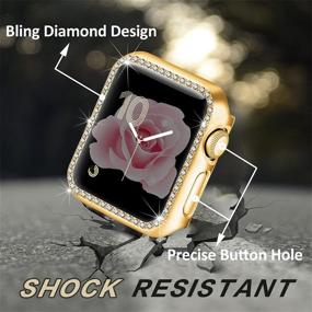 img 1 attached to Dilando Bling Bracelet Compatible With Apple Watch Band Charms 38Mm 40Mm With Sparkle Diamond Case Women Metal Jewelry Strap For Iwatch SE Series 6 5 4 3 2 1 Adjustable Stainless Steel Gold 38Mm