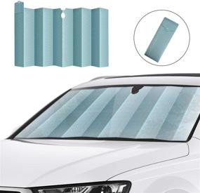 img 4 attached to 🌞 HUILI Foldable Car Sun Shade for Windshield - 59x31.5inch (150x80 cm), UV Blocking - Shiny Green, Ideal for Pickups, Trucks, SUVs
