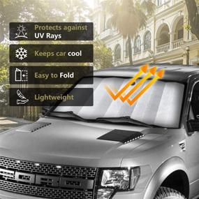img 3 attached to 🌞 HUILI Foldable Car Sun Shade for Windshield - 59x31.5inch (150x80 cm), UV Blocking - Shiny Green, Ideal for Pickups, Trucks, SUVs