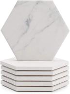 🍽️ sweese 242.101 white marble pattern absorbent ceramic coasters: protect furniture from dirt, spills, water rings, scratches - set of 6 logo