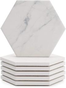 img 4 attached to 🍽️ Sweese 242.101 White Marble Pattern Absorbent Ceramic Coasters: Protect Furniture from Dirt, Spills, Water Rings, Scratches - Set of 6