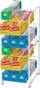 img 3 attached to 📦 Efficient 3-Tier Kitchen Wrap Organizer Rack - Stackable Cabinet and Counter Shelf Organizer for Food Wrap, Foil, Wax Parchment Paper (2 PACK, White)