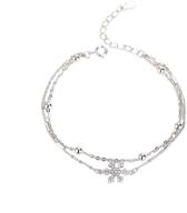 sluynz 925 sterling silver sparkling snowflake link bracelet for women and teen girls with cz snowflakes, featuring a double chain design logo