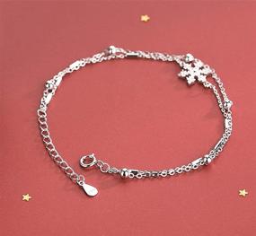 img 1 attached to SLUYNZ 925 Sterling Silver Sparkling Snowflake Link Bracelet for Women and Teen Girls with CZ Snowflakes, Featuring a Double Chain Design