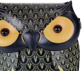 img 1 attached to Cute Owl Cartoon Handbag – PU Leather Casual Satchel School Purse by QZUnique