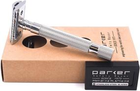 img 3 attached to Parker 64S Stainless Steel Handle DE Safety Razor | Closed Comb Head & 5 Premium Blades