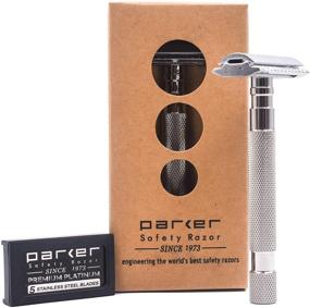 img 4 attached to Parker 64S Stainless Steel Handle DE Safety Razor | Closed Comb Head & 5 Premium Blades