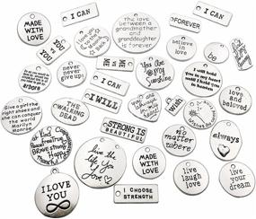 img 4 attached to iloveDIYbeads 30pcs Inspiration Words Charms Craft Supplies: Mixed Pendants Beads for DIY Jewelry Making (M044)