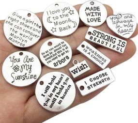 img 3 attached to iloveDIYbeads 30pcs Inspiration Words Charms Craft Supplies: Mixed Pendants Beads for DIY Jewelry Making (M044)