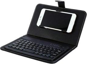 img 1 attached to 🔌 Mini Wireless Bluetooth Keyboard with Leather Case - Dustproof, Waterproof and Scratchproof
