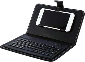 img 2 attached to 🔌 Mini Wireless Bluetooth Keyboard with Leather Case - Dustproof, Waterproof and Scratchproof