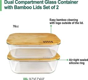 img 2 attached to Large Glass Food Storage Containers with Bamboo Lids - Urban Green, Perfect for Meal Prep, Pantry Organization, Microwave-Oven-Freezer Safe, XXLarge Size, 76oz/2260ml, Pack of 2