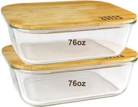 img 4 attached to Large Glass Food Storage Containers with Bamboo Lids - Urban Green, Perfect for Meal Prep, Pantry Organization, Microwave-Oven-Freezer Safe, XXLarge Size, 76oz/2260ml, Pack of 2