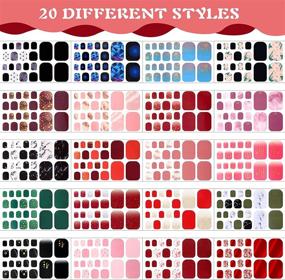 img 3 attached to Marble Design Toenail Art Polish Stickers Strips - 440 Pieces, 20 Sheets, Colorful Self-Adhesive Toenail Art Stickers with Nail File - Perfect Toenail Decoration for Women and Girls