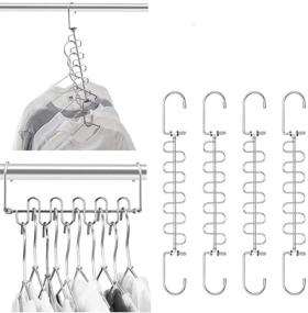 img 4 attached to 👗 Meetu Space-Saving Hangers: Magic Cloth Hanger Metal Closet Organizer for Efficient Closet Wardrobe Organization and Storage System (Pack of 12)