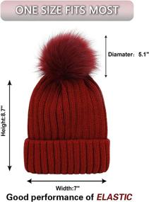 img 2 attached to 🧣 Womens Winter Knitted Beanie Hat and Touch Screen Glove Set - Muryobao 2 Pcs Knit Cuffed Skull Cap with Faux Fur Pom