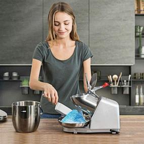 img 3 attached to VIVOHOME Electric Dual Blades Ice Crusher Shaver Snow Cone 🍧 Maker Silver - Ideal for Home and Commercial Use - Produces 143lbs/hr